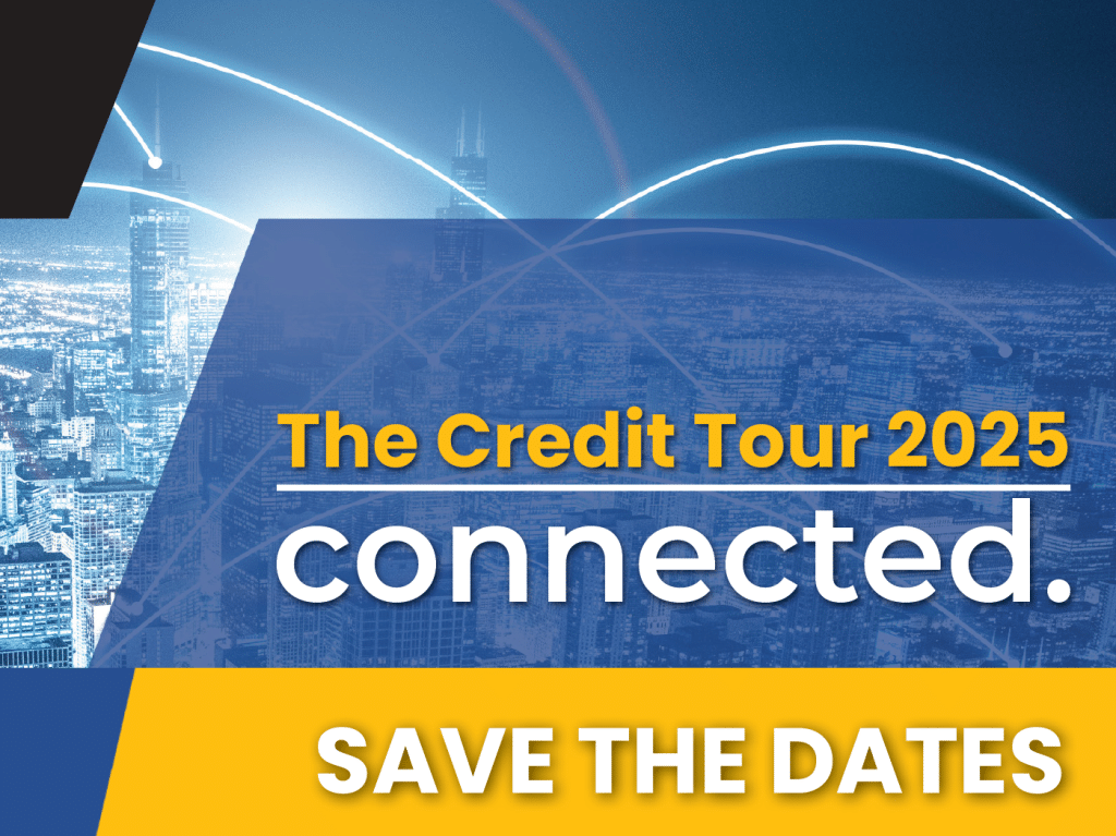 The Credit Tour 2025 logo and city skyline