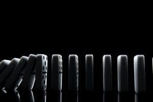 Dominoes mostly upright