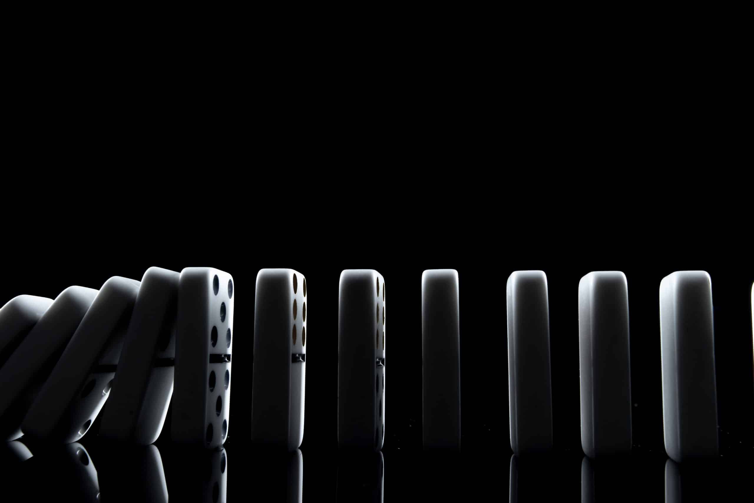 Dominoes mostly upright